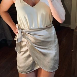 LAVISH Champagne Wrap Skirt with Tie at Waist